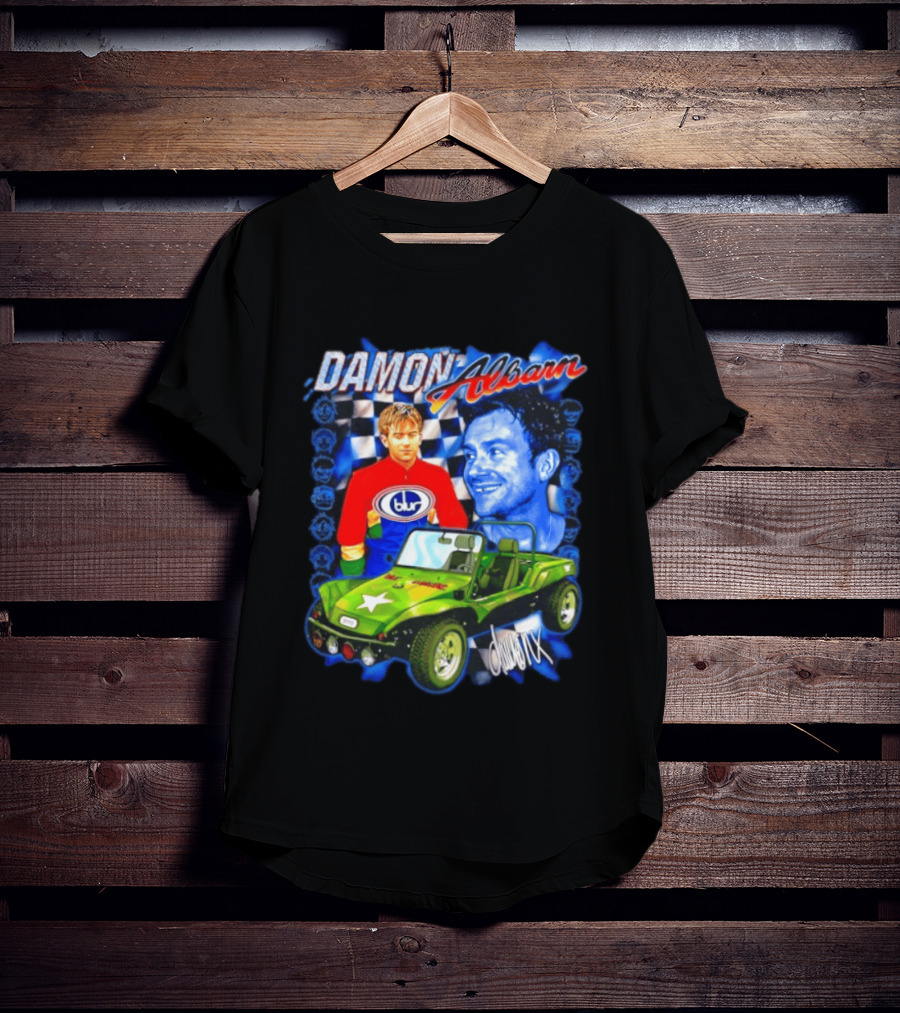 Damon Albarn Blur Gorillaz Geep Britpop Star Damon Albarn Imagery Checkerboard T-Shirt