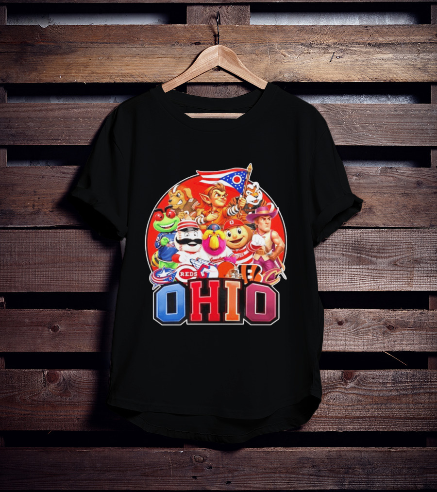 Ohio Sports Teams Mascots Cleveland Guardians Reds Bengals Browns Buckeyes Reds Crew Indians Fan T-Shirt