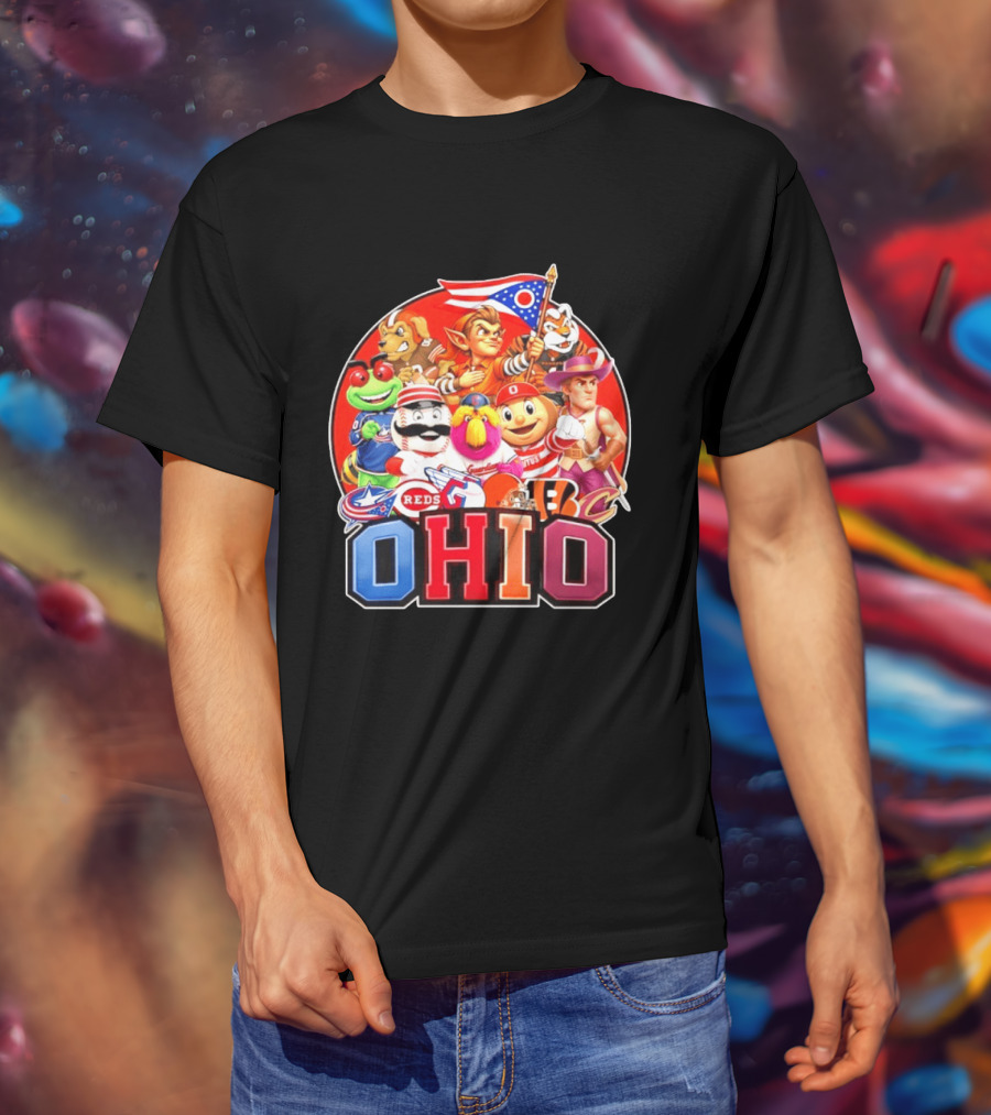 Ohio Sports Teams Mascots Cleveland Guardians Reds Bengals Browns Buckeyes Reds Crew Indians Fan T-Shirt
