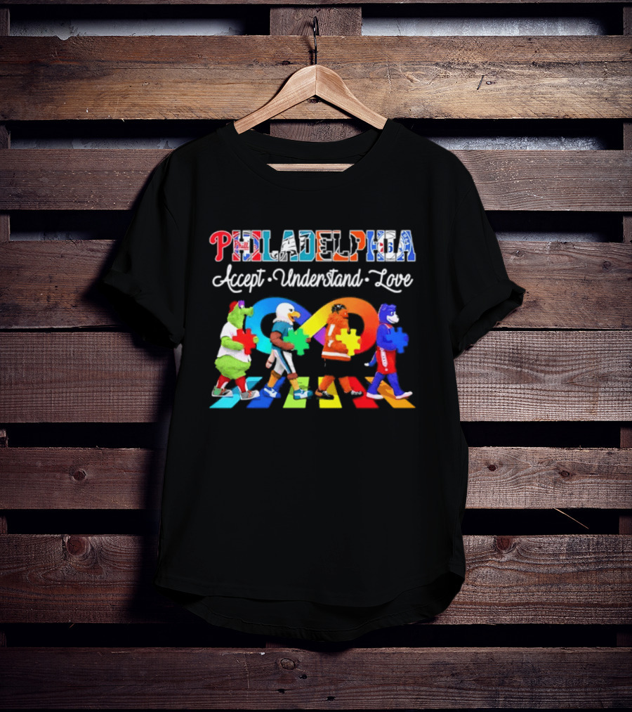 Philadelphia Mascots Accept Understand Love Puzzle Parade T-Shirt