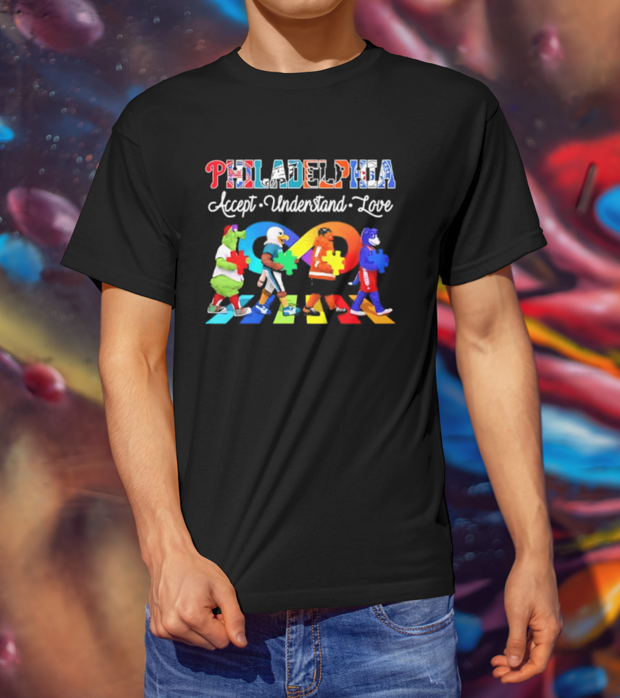 Philadelphia Mascots Accept Understand Love Puzzle Parade T-Shirt