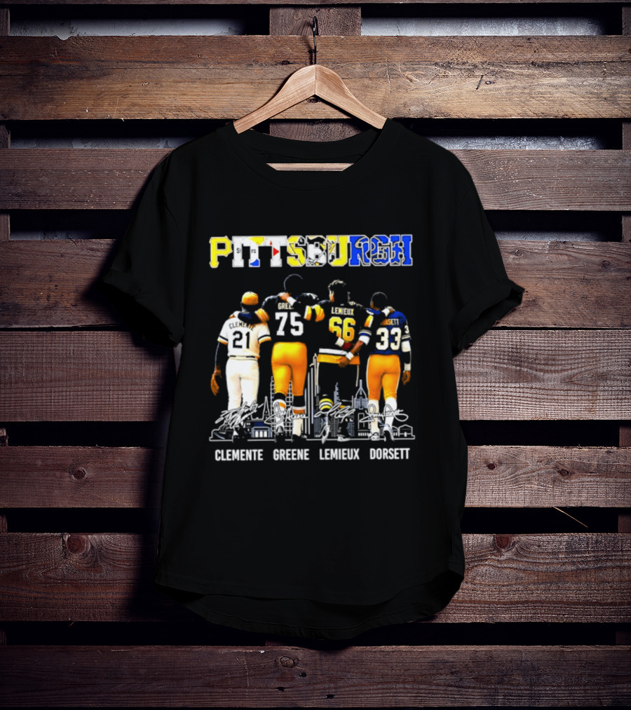 Pittsburgh Sports Legends Clemente Greene Lemieux Dorsett T-Shirt