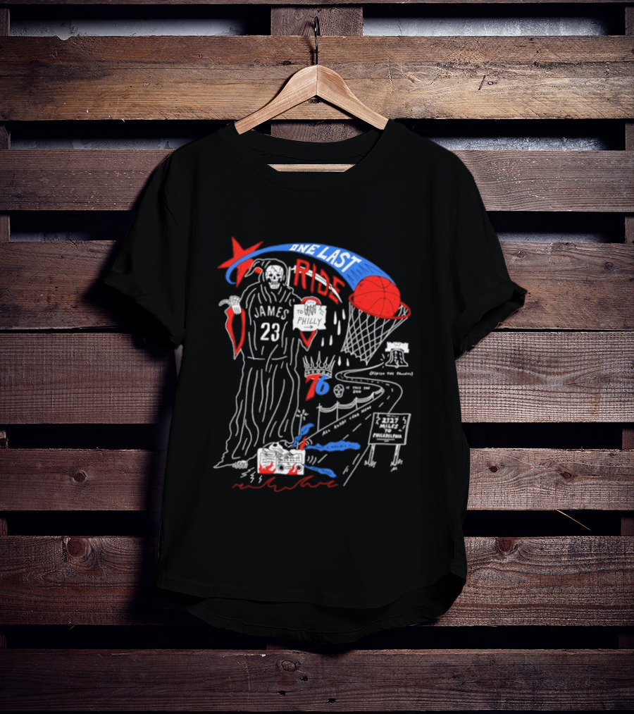 James 23 Finish The Process One Last Ride Reaper Philly Basketball Journey T-Shirt