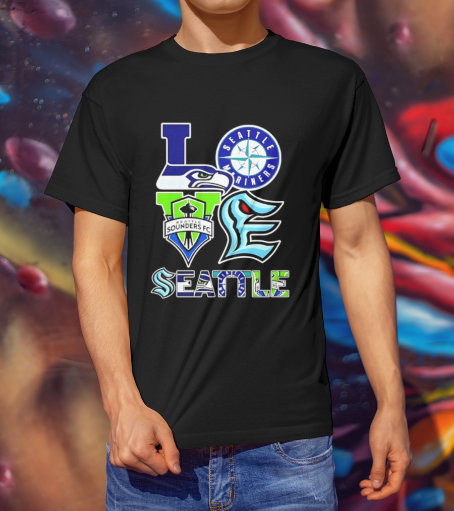 Love Seattle Seahawks Mariners Sounders FC Kraken T-Shirt