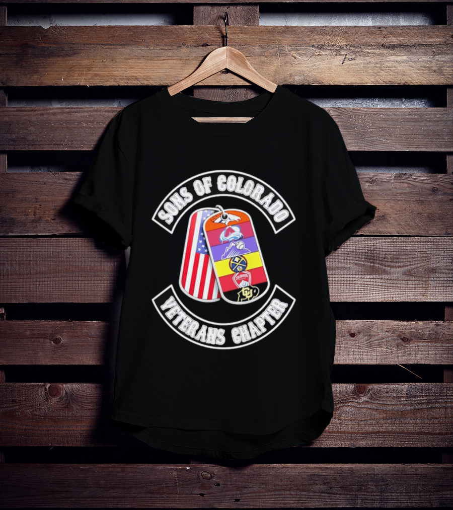 Sons Of Colorado Veterans Chapter Avalanche Rockies Nuggets Buffaloes American Flag T-Shirt