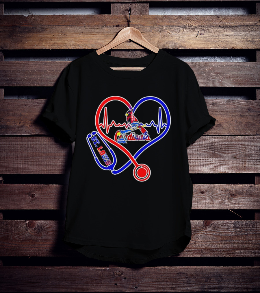 St Louis Cardinals Heartbeat Stethoscope Fan Pride T-Shirt