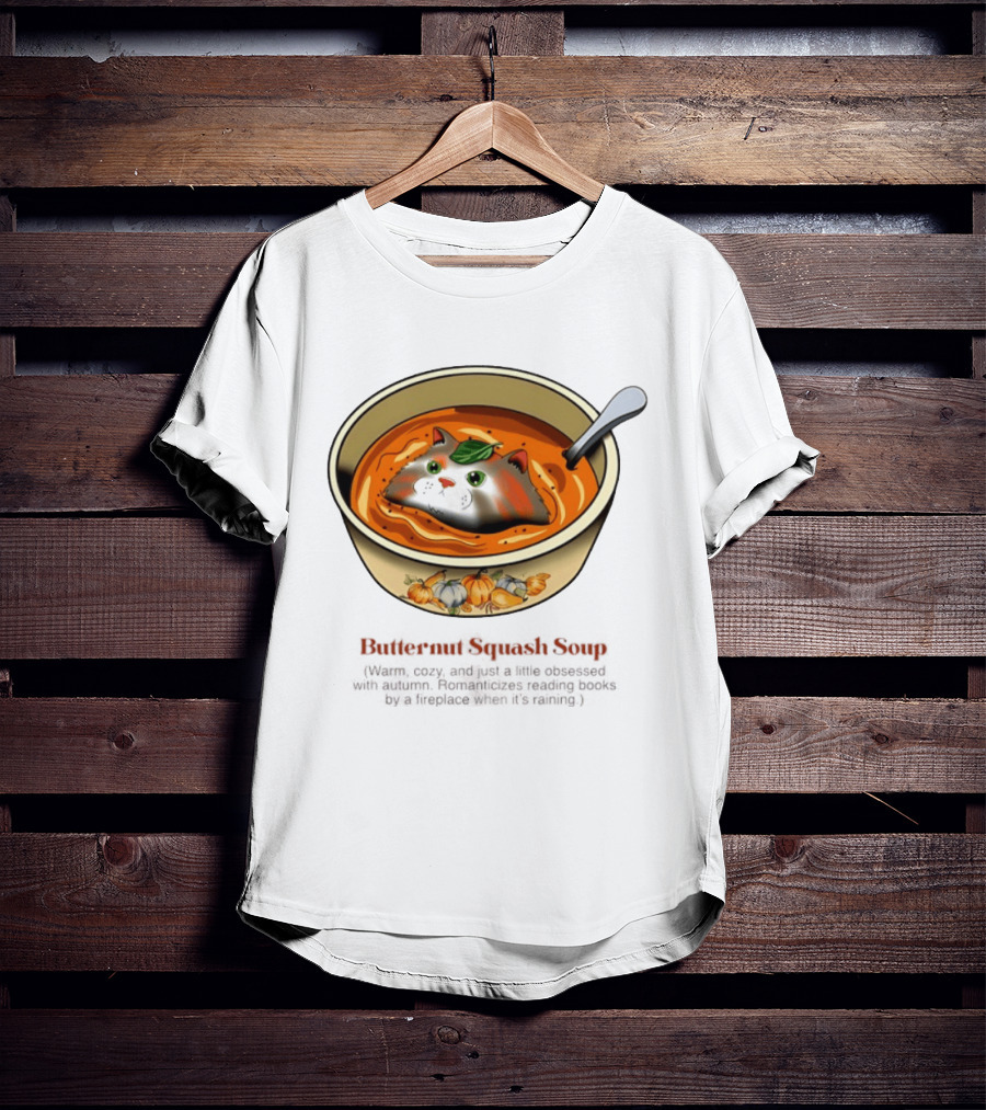 Butternut Squash Soup Cat Floating Whiskers Bowl T-Shirt