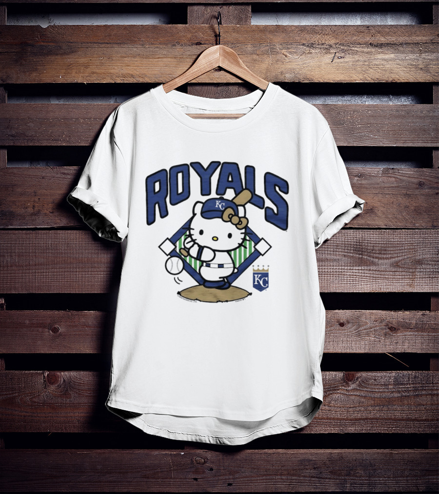 Hello Kitty Royals Baseball KC Batting Scene T-Shirt