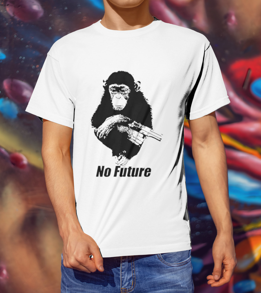 Monkey No Future With Gun T-Shirt