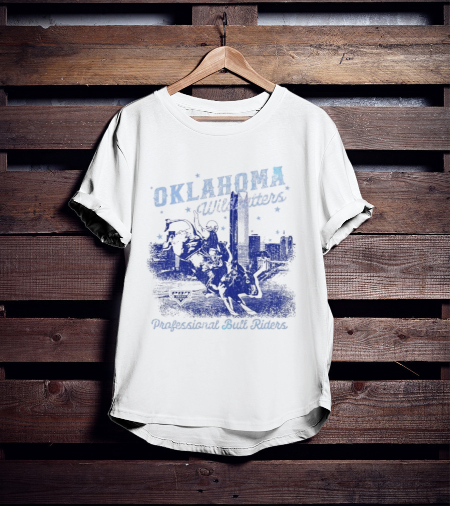 Oklahoma Wildcatters Professional Bull Riders Cowboy City Skyline T-Shirt