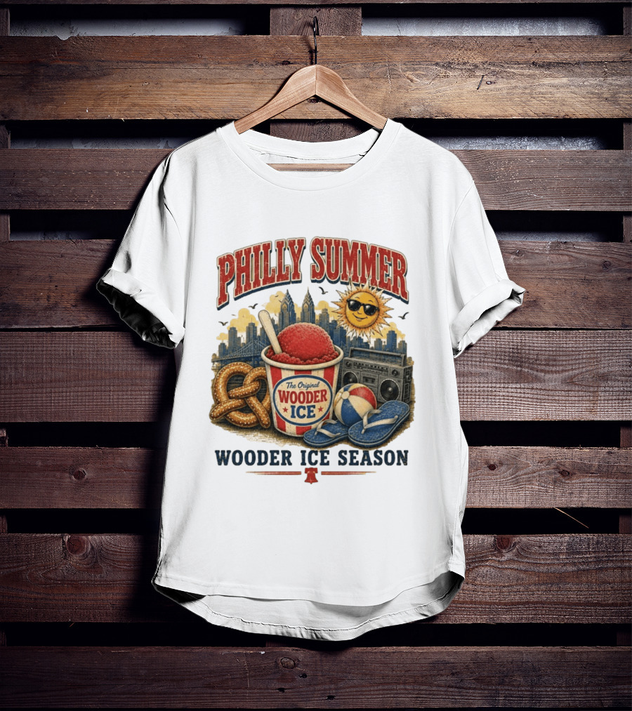 Philly Summer Wooder Ice Season With Pretzel Boombox And Sunglasses Sun T-Shirt