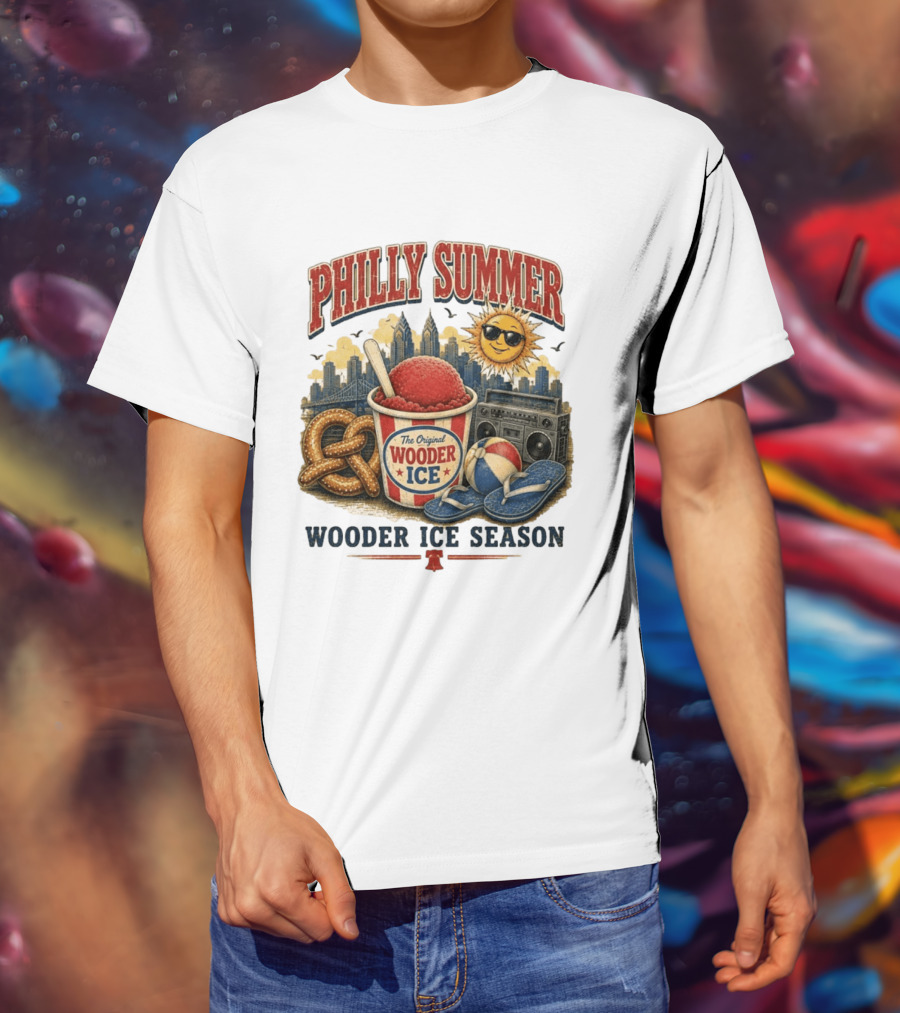 Philly Summer Wooder Ice Season With Pretzel Boombox And Sunglasses Sun T-Shirt