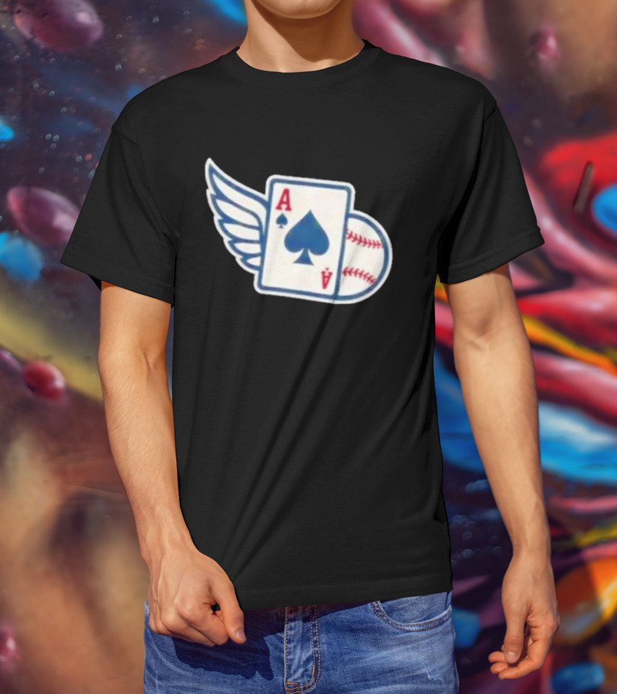 Ace Of Spades Baseball Winged Playing Card T-Shirt