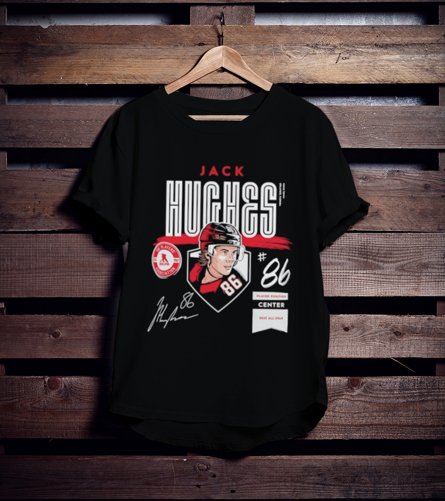 Jack Hughes 86 New Jersey Devils NHL Players Association Center 2026 All Star T-Shirt