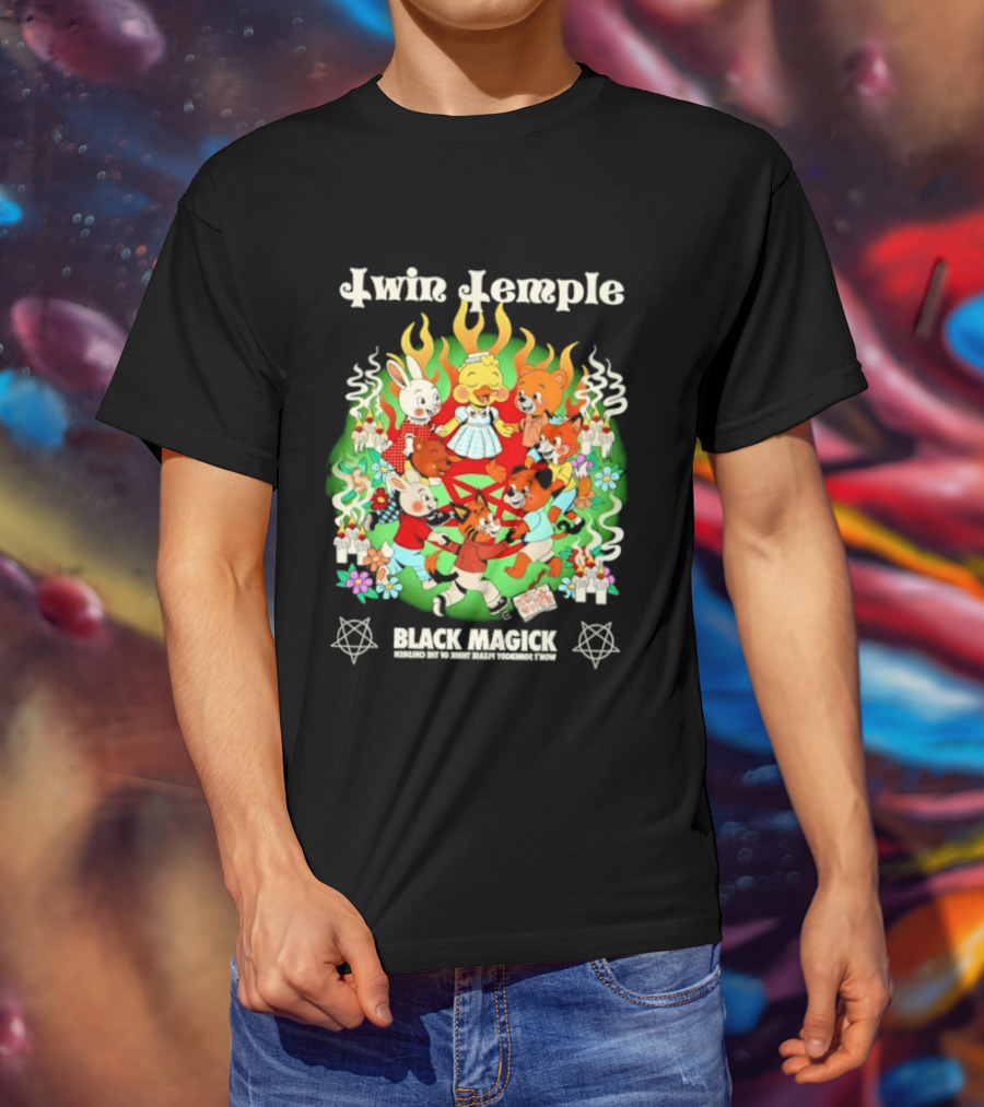 Twin Temple Black Magick Won't Somebody Please Think Of The Children Iconic Pentagram And Occult T-Shirt
