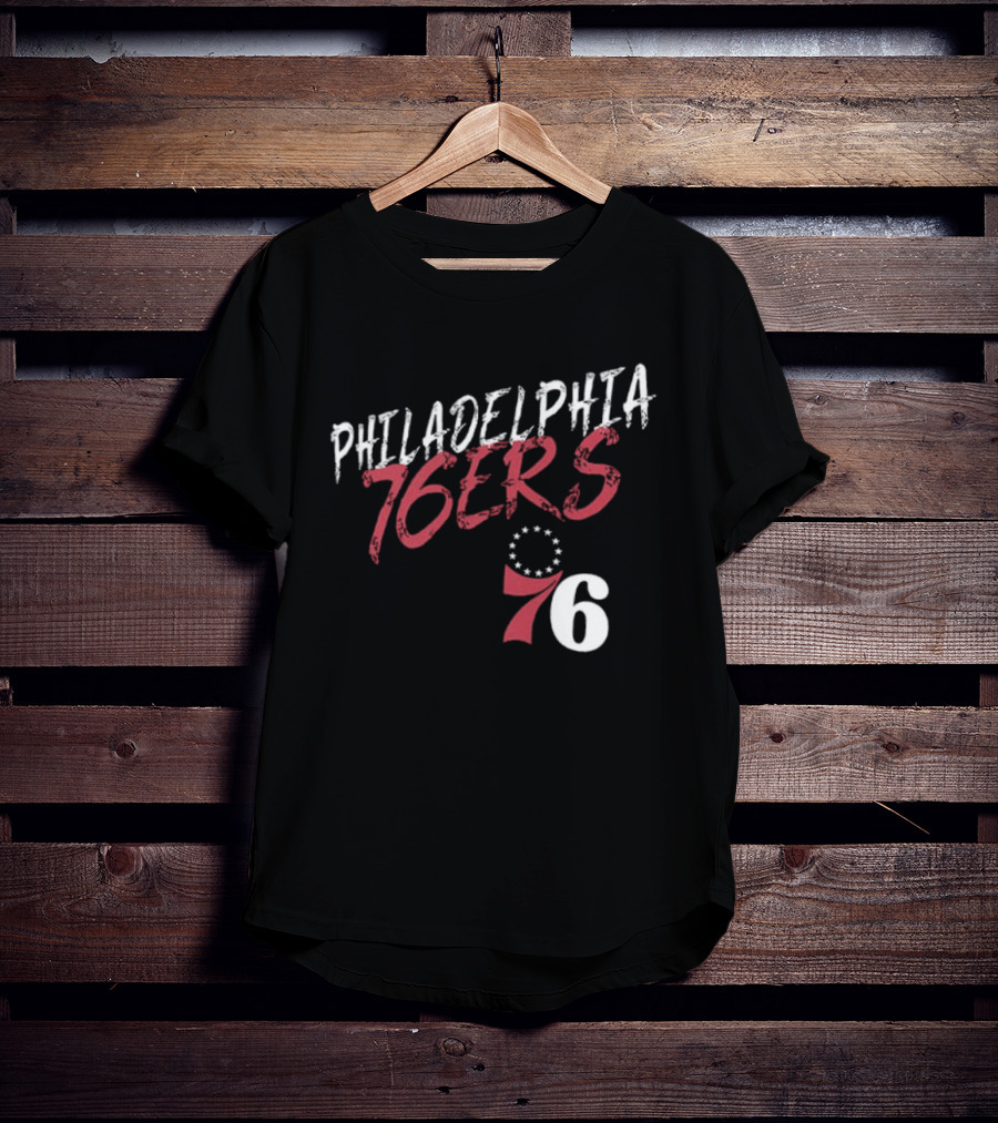 LeBron James Philadelphia 76ers Royal Hustle Name & Number 2 Sided Philadelphia 76ers 76 T-Shirt