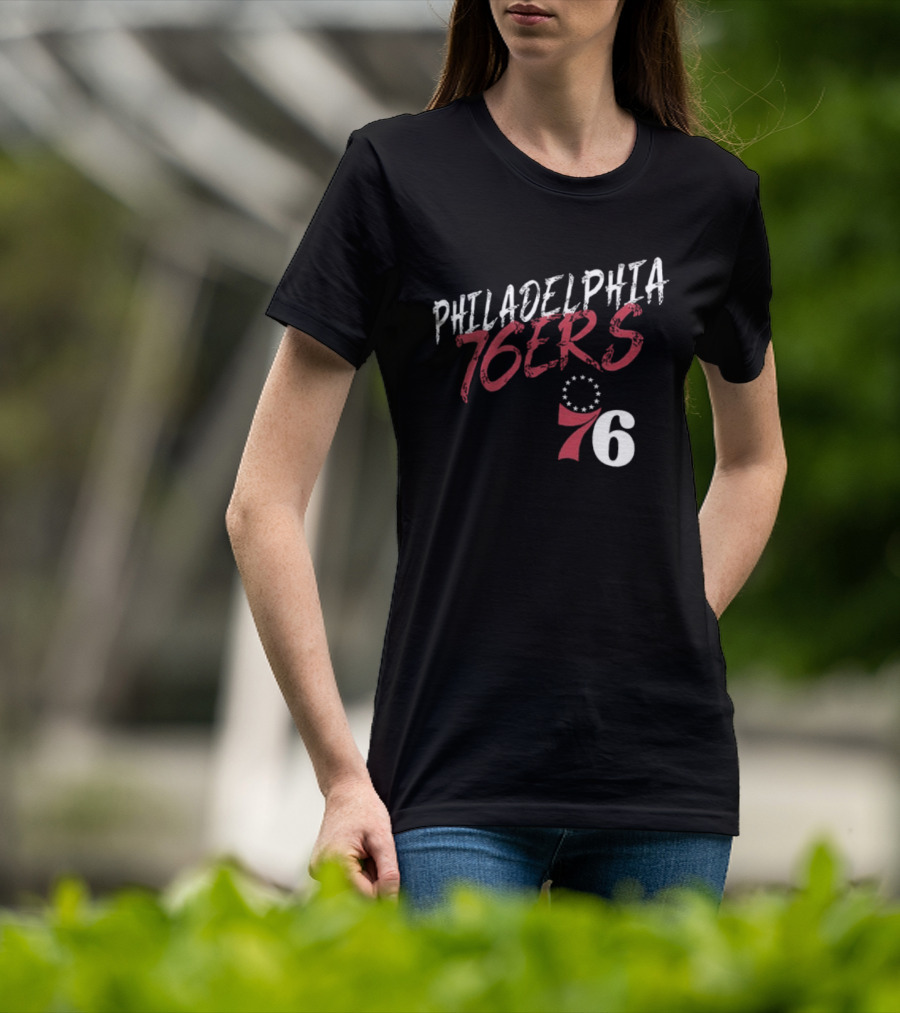 LeBron James Philadelphia 76ers Royal Hustle Name & Number 2 Sided Philadelphia 76ers 76 T-Shirt