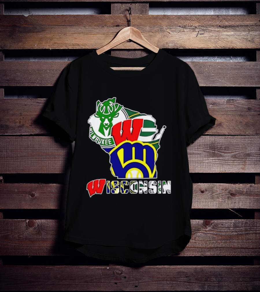 Milwaukee Bucks Green Bay Packers Milwaukee Brewers Collage Wisconsin T-Shirt