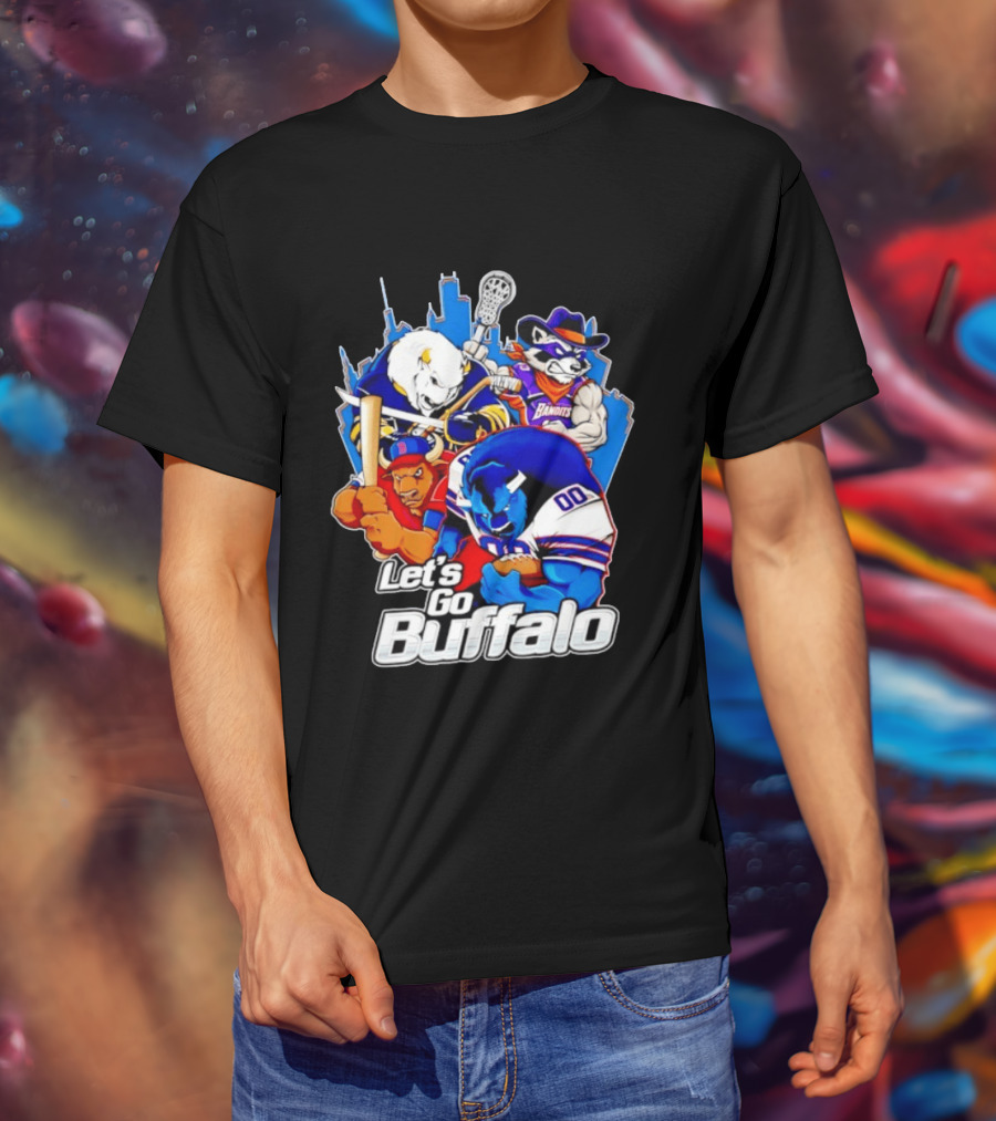 Let's Go Buffalo Bandits Sabres Bills Characters Sports Mascots T-Shirt