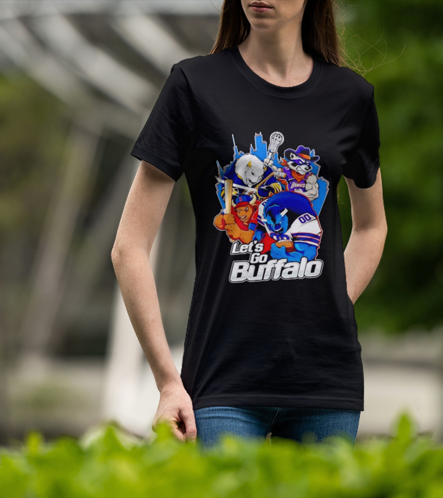 Let's Go Buffalo Bandits Sabres Bills Characters Sports Mascots T-Shirt