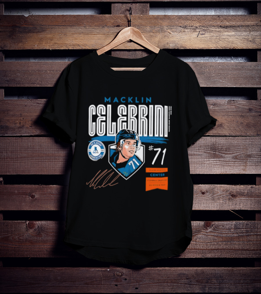Macklin Celebrini 71 NHL Players Association All Rookie Team 2026 Pick T-Shirt