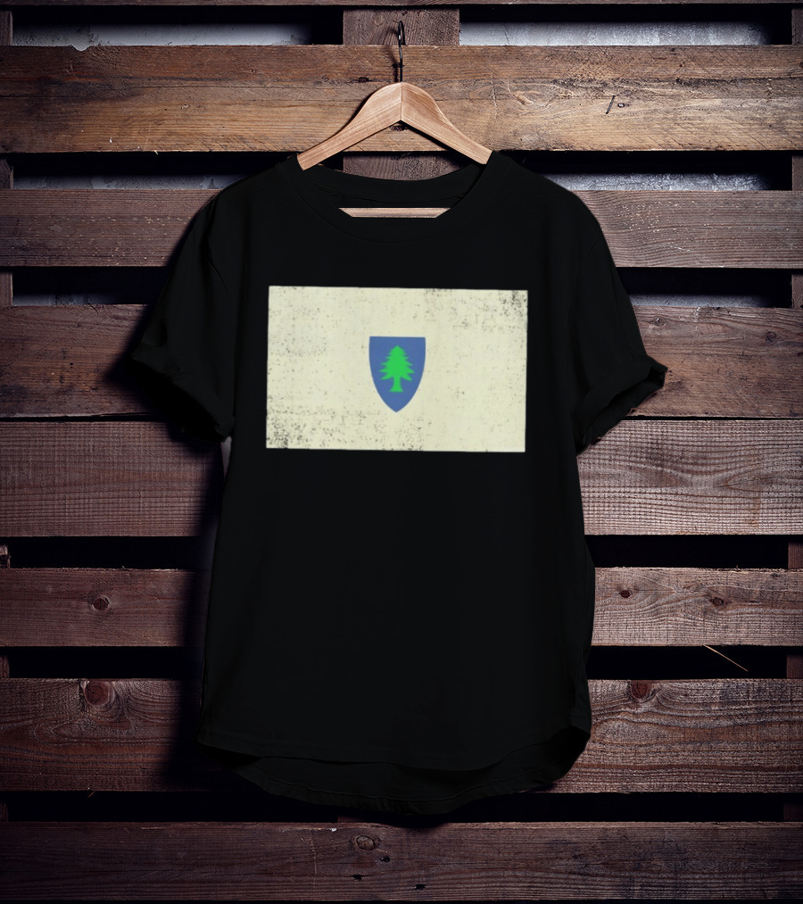 Massachusetts Flag Pine Tree Symbol On Vintage Shield T-Shirt