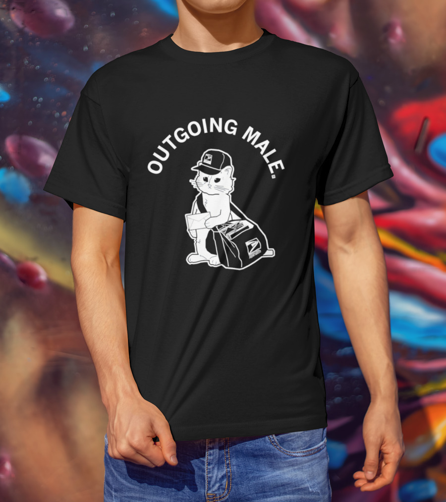 Outgoing Male Cat USPS Mailbag And Cap T-Shirt