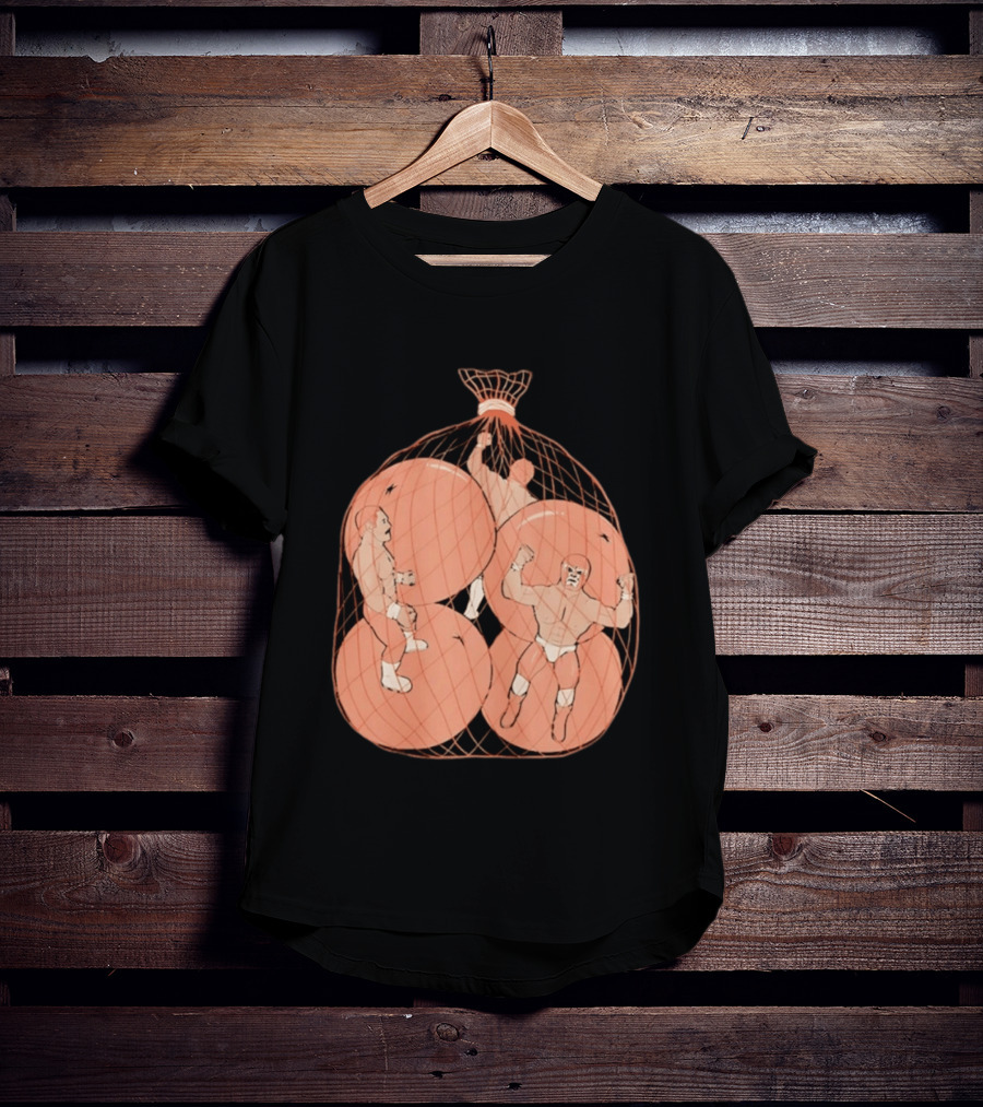 Wrestlers In Orange Produce Bag Mesh T-Shirt