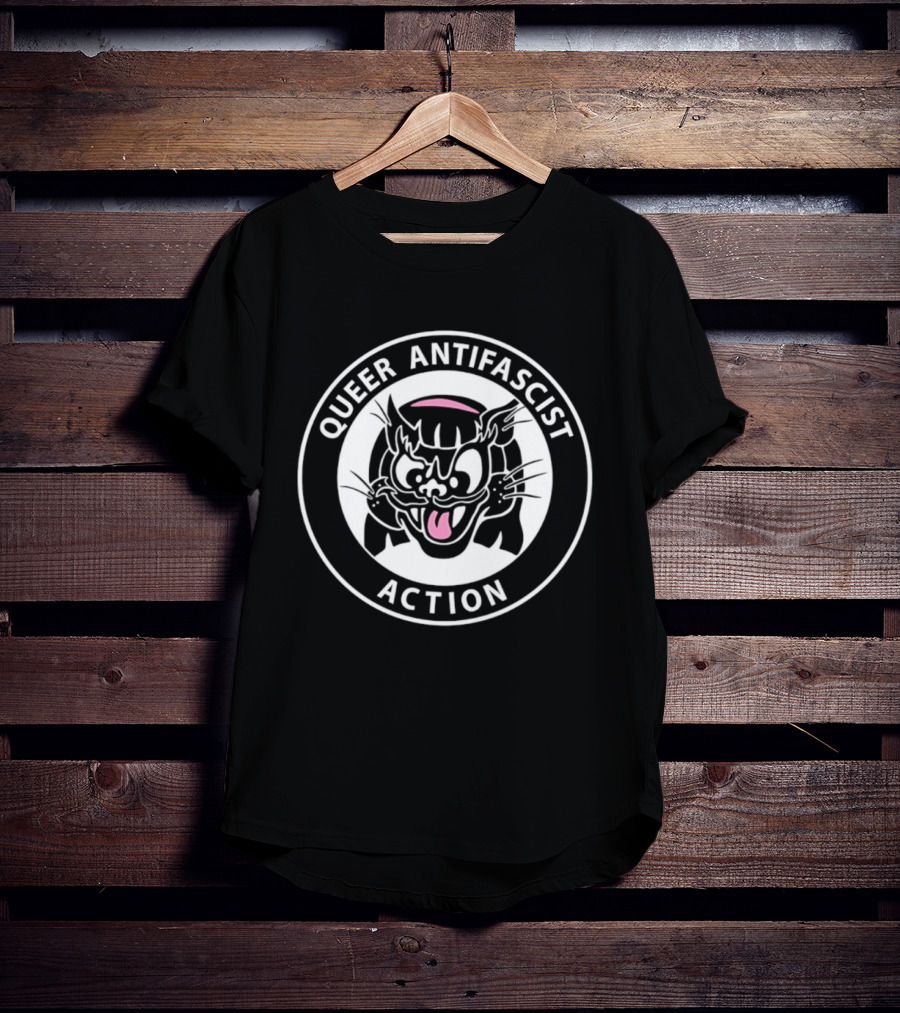 Queer Antifascist Action LGBTQ Cat T-Shirt