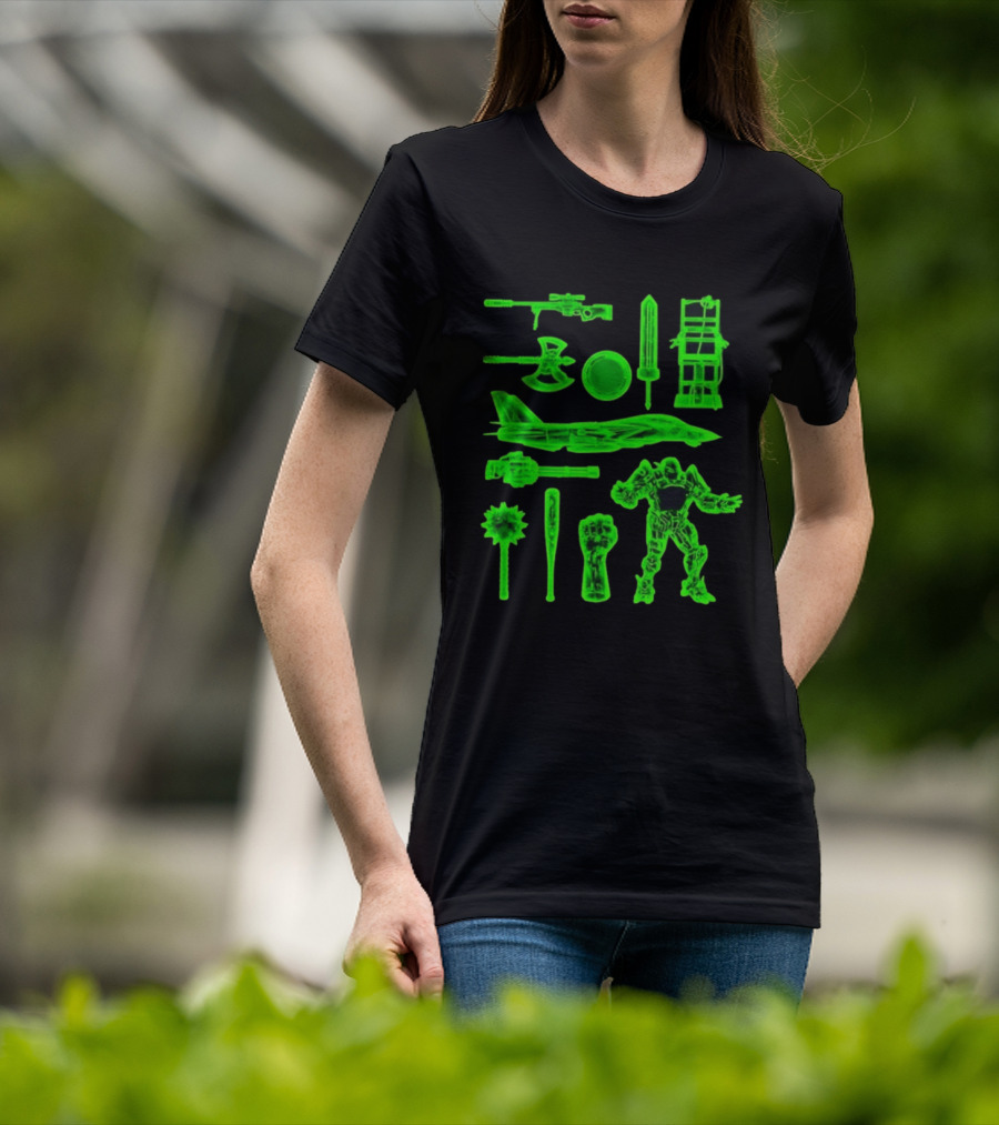 Ring Weapons Axe Sword Jet Robot Icon Collection T-Shirt