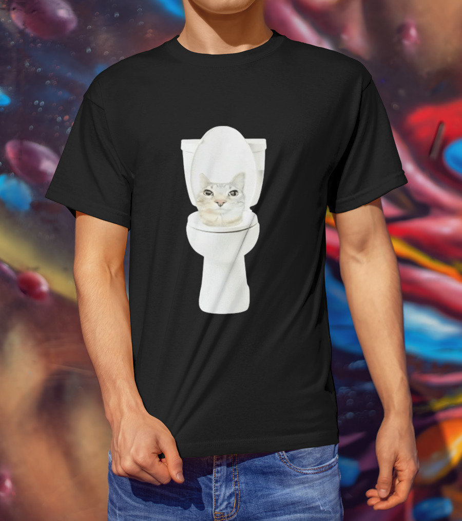 Skibidi Cat Toilet Humor Meme Fusion T-Shirt