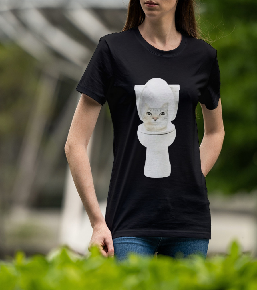 Skibidi Cat Toilet Humor Meme Fusion T-Shirt
