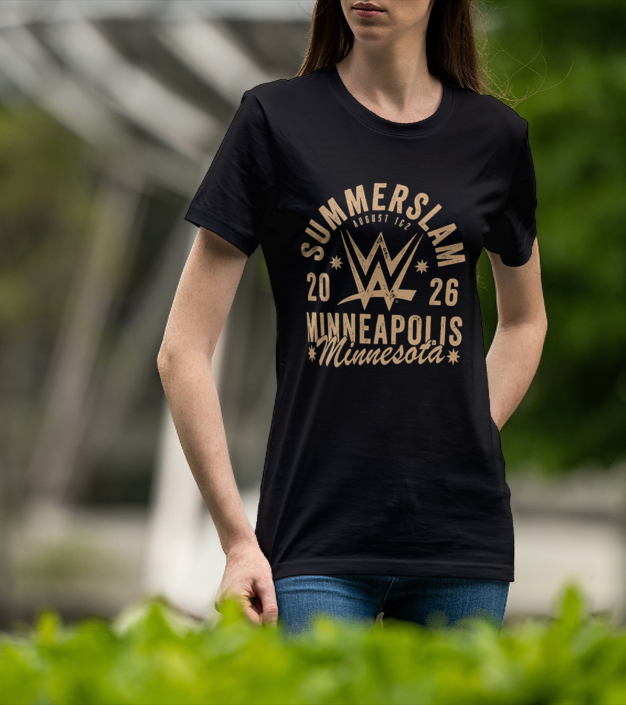 SummerSlam 2026 August 1 & 2 Minneapolis Minnesota WWE Wrestling Event 2 Sided T-Shirt