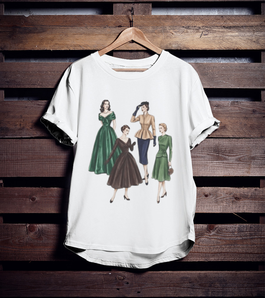 1950s Vintage Fashion Elegant Ladies Dresses T-Shirt
