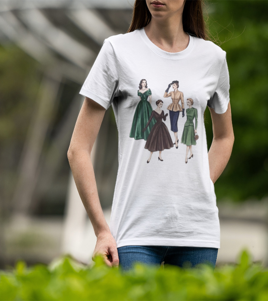 1950s Vintage Fashion Elegant Ladies Dresses T-Shirt