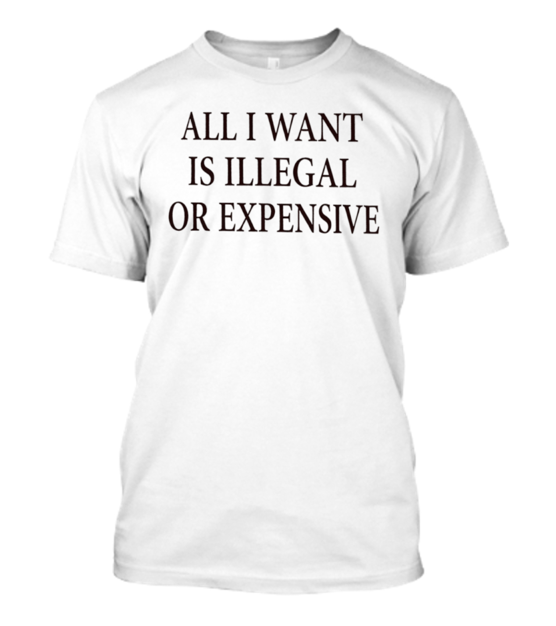 All I Want Is Illegal Or Expensive Text Bold Black Font T-Shirt