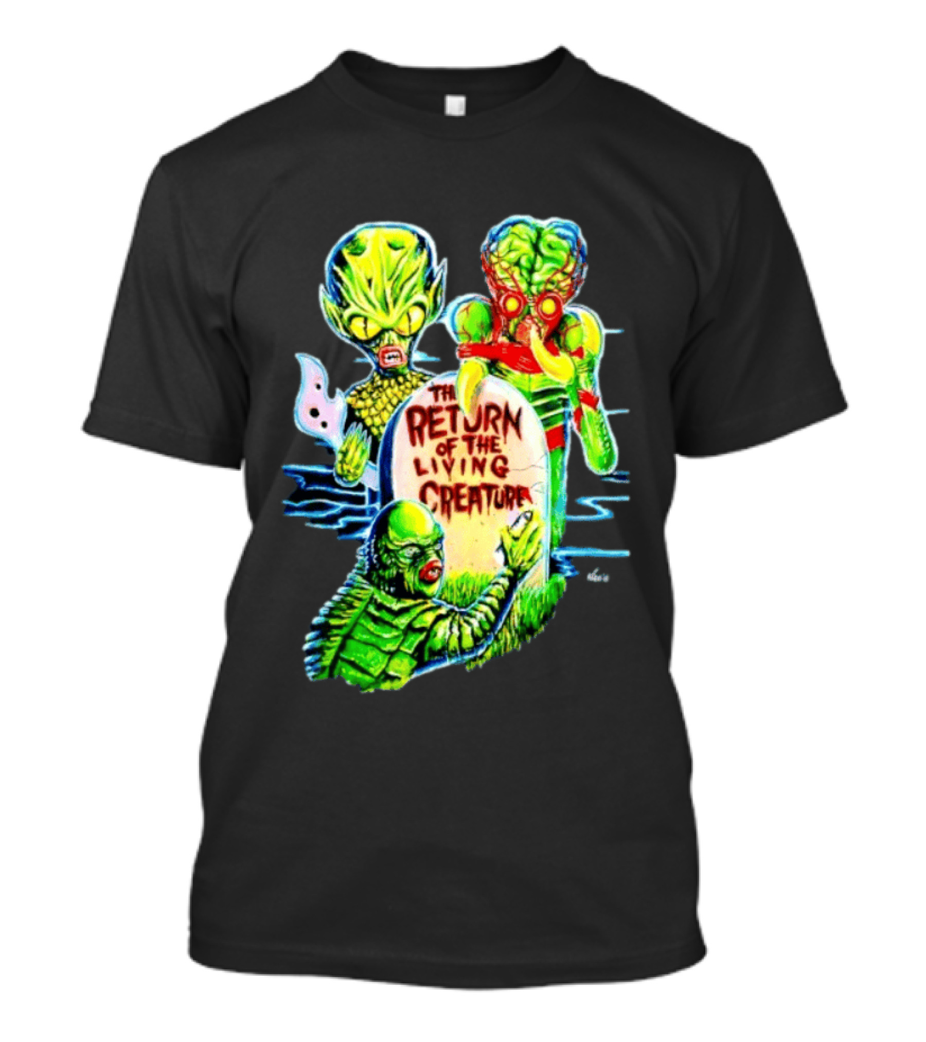 The Return Of The Living Creature Horror Movie Monsters And Tombstone Scene T-Shirt