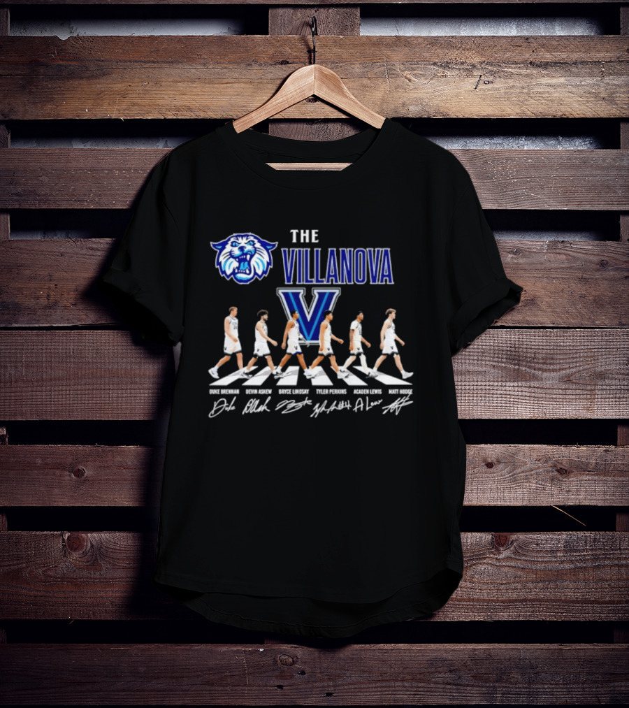 The Villanova Wildcats Abbey Road Duke Brennan Devin Askew Bryce Lindsay Tyler Perkins Acaden Lewis Matt Hodge Signatures T-Shirt