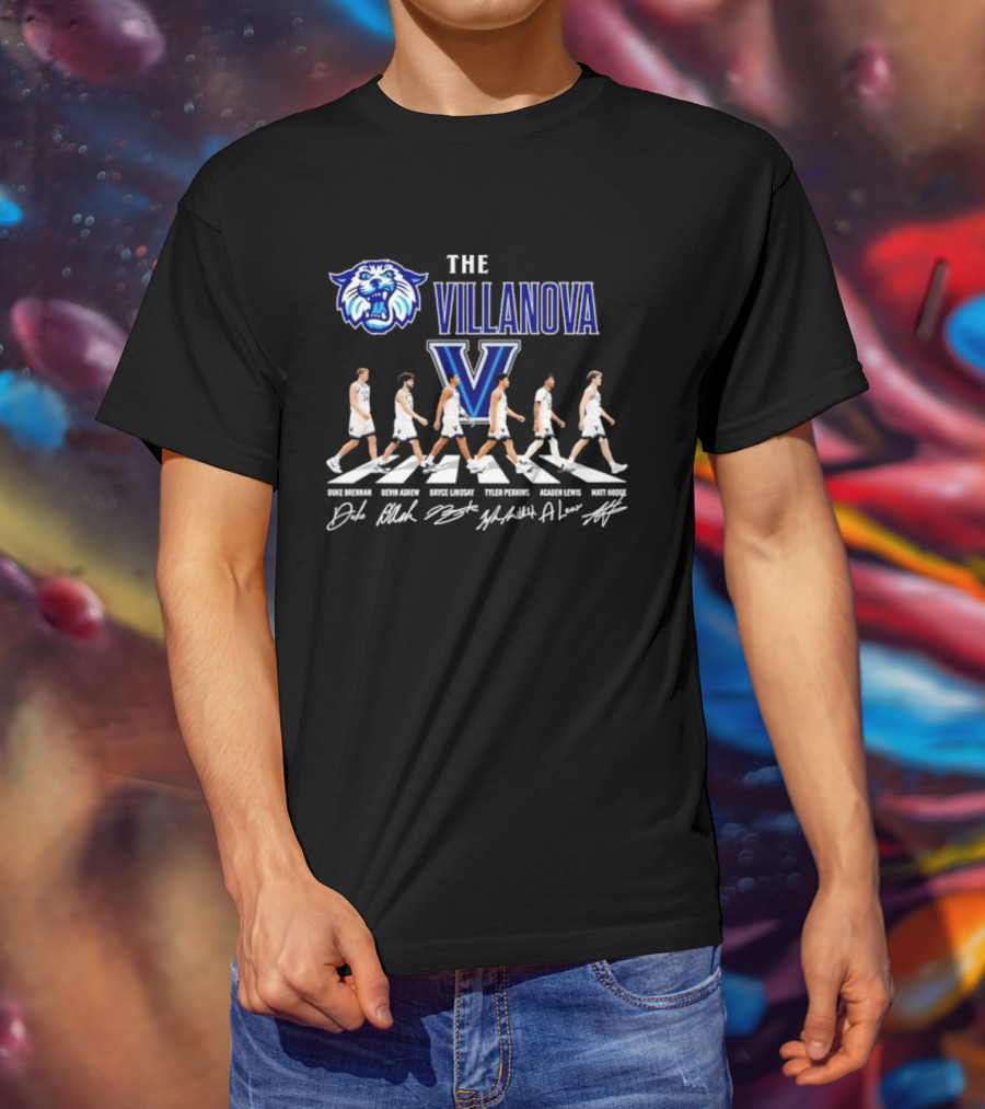 The Villanova Wildcats Abbey Road Duke Brennan Devin Askew Bryce Lindsay Tyler Perkins Acaden Lewis Matt Hodge Signatures T-Shirt
