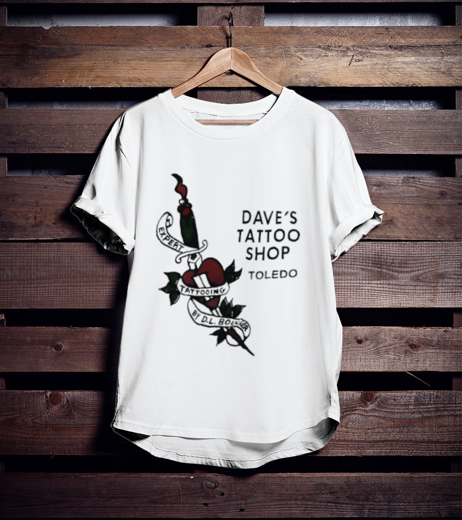 Dave's Tattoo Shop Toledo Expert Tattooing By DL Boucher Heart And Dagger Tattoo T-Shirt
