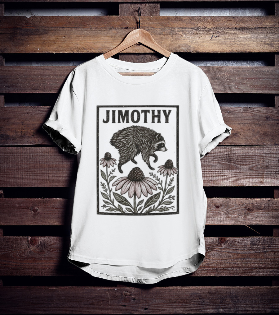 Jimothy Raccoon Coneflower Botanical Floral T-Shirt