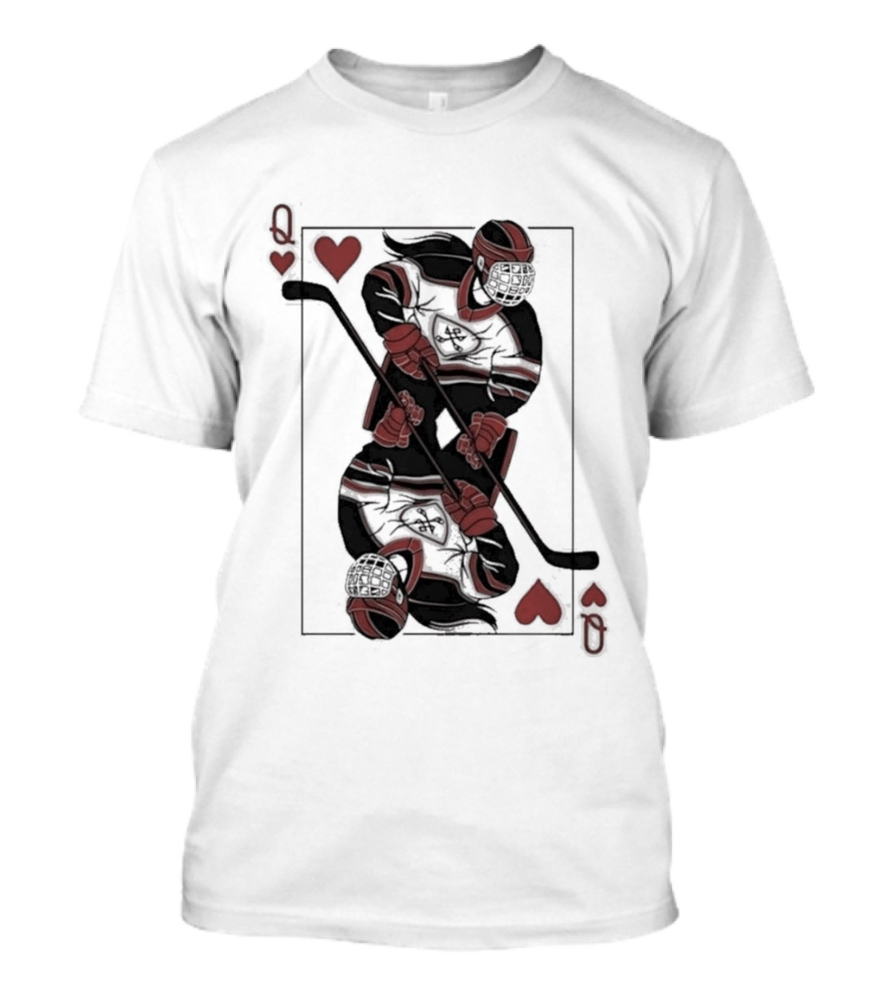 Queen Of Hearts Hockey Playing Card T-Shirt