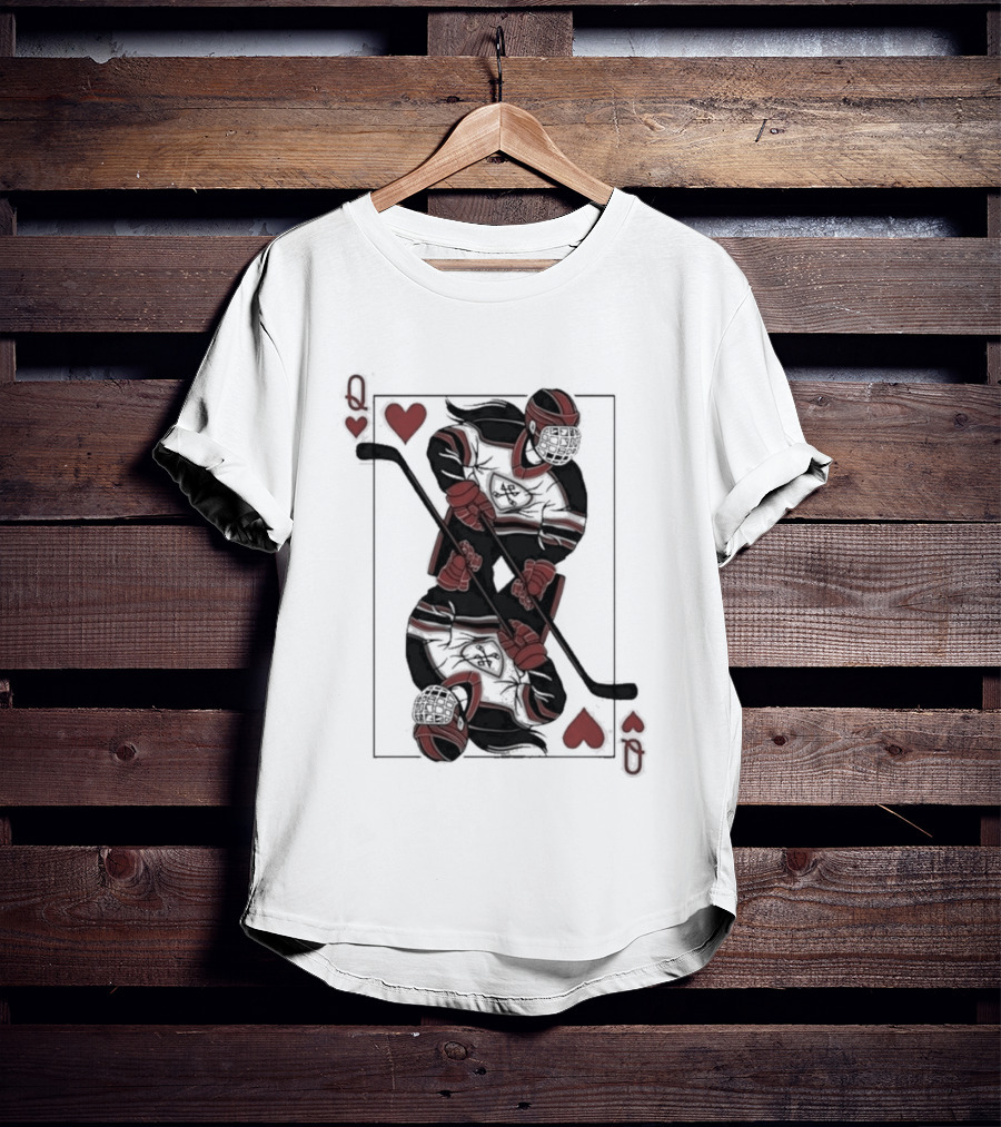 Queen Of Hearts Hockey Playing Card T-Shirt