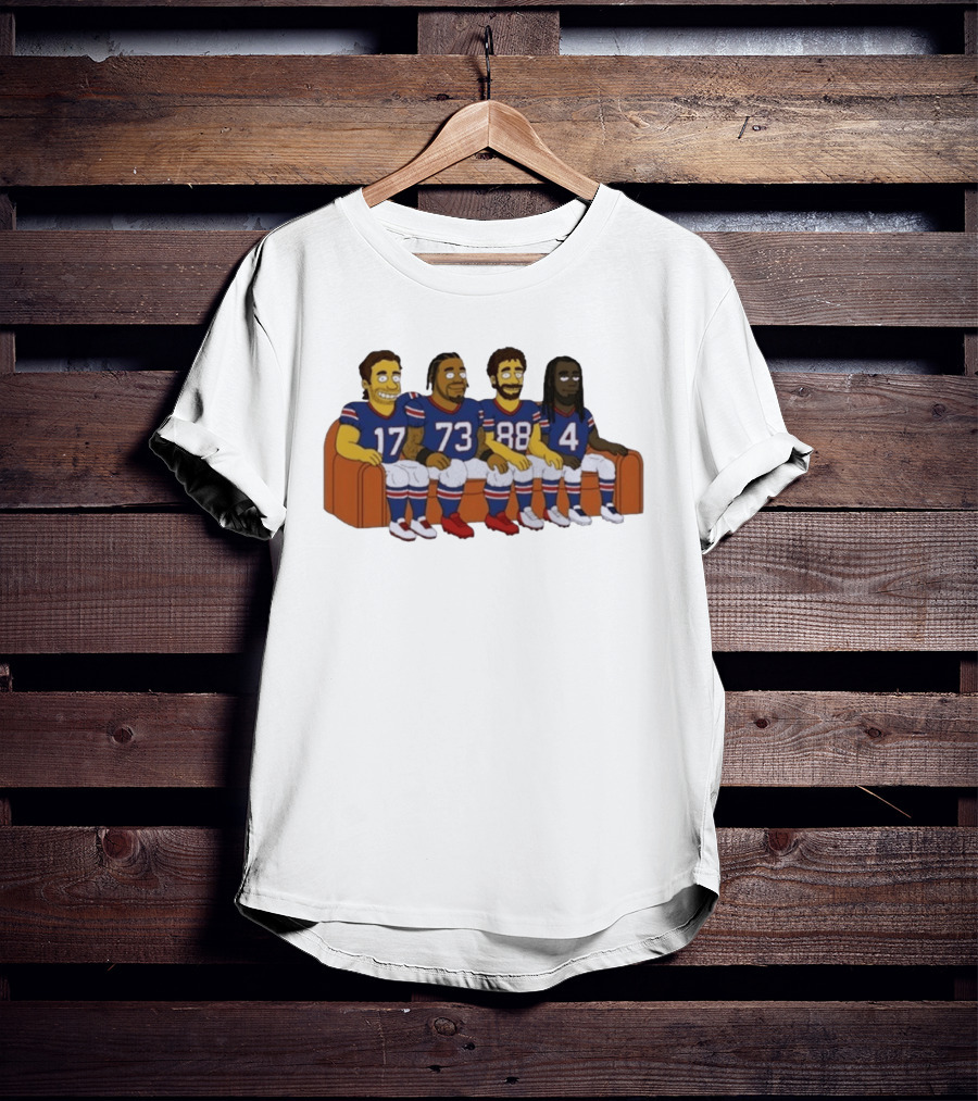 Williams Buffalo Bills Simpsons Styled Characters NFL Jersey Numbers 17 73 88 4 T-Shirt