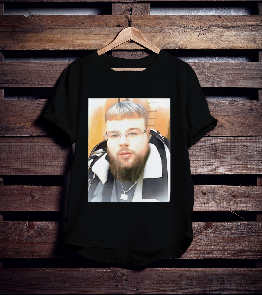 Joeyy Miracle Face Person Wearing Glasses And Chain With Striped Scarf T-Shirt