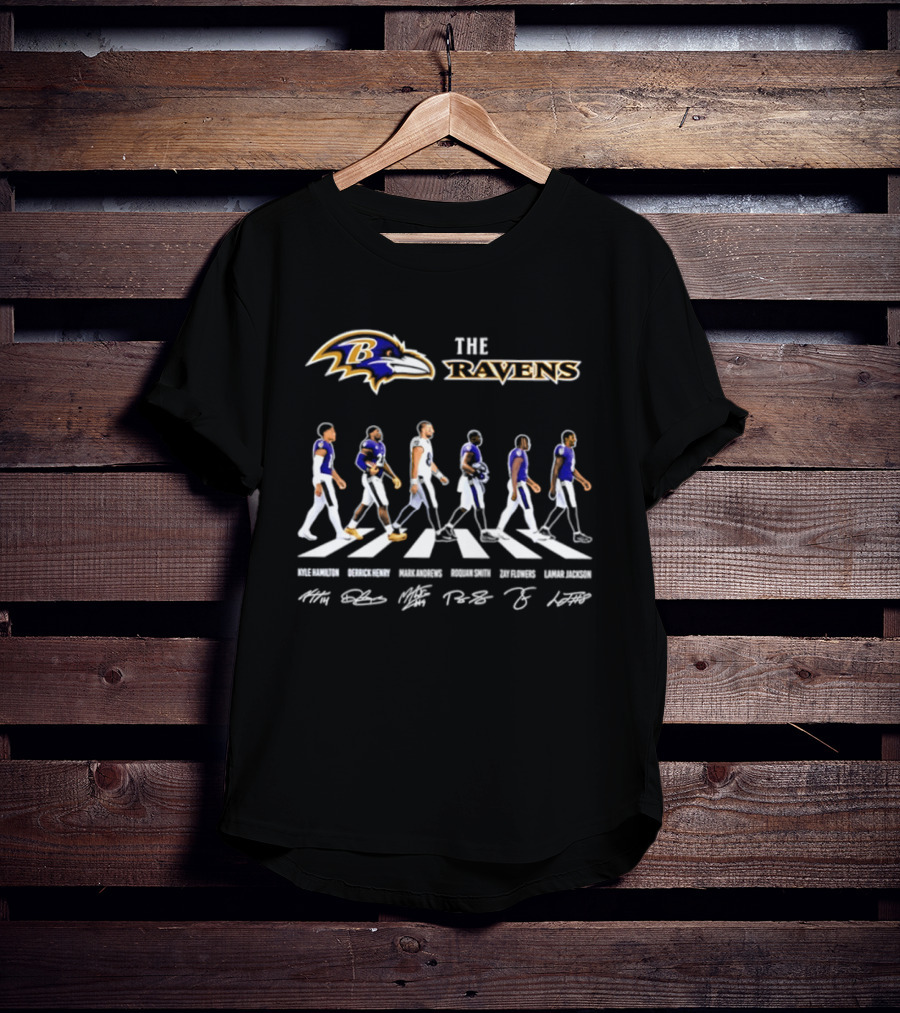 Baltimore Ravens Kyle Hamilton Derrick Henry Mark Andrews Roquan Smith Zay Flowers Lamar Jackson Walk Signatures T-Shirt