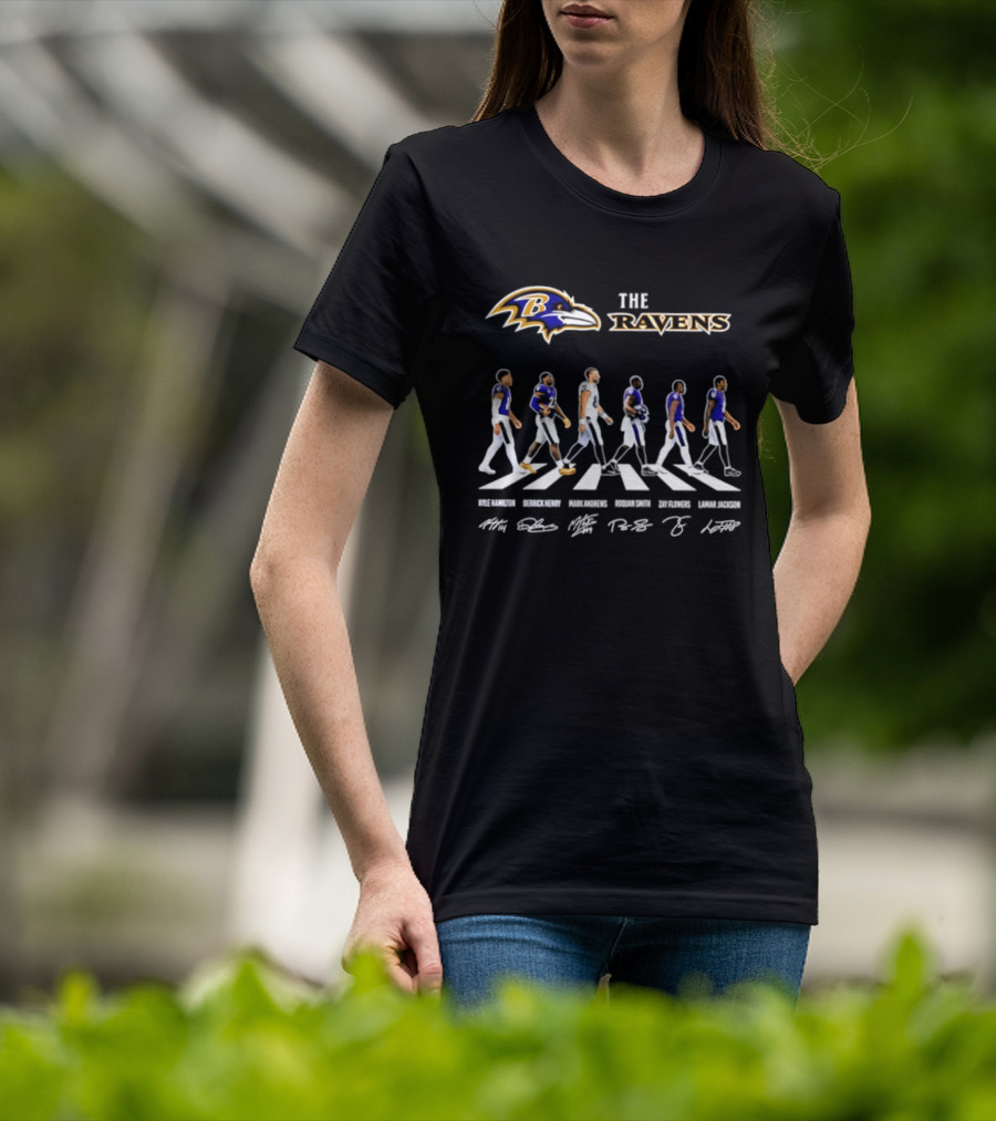 Baltimore Ravens Kyle Hamilton Derrick Henry Mark Andrews Roquan Smith Zay Flowers Lamar Jackson Walk Signatures T-Shirt