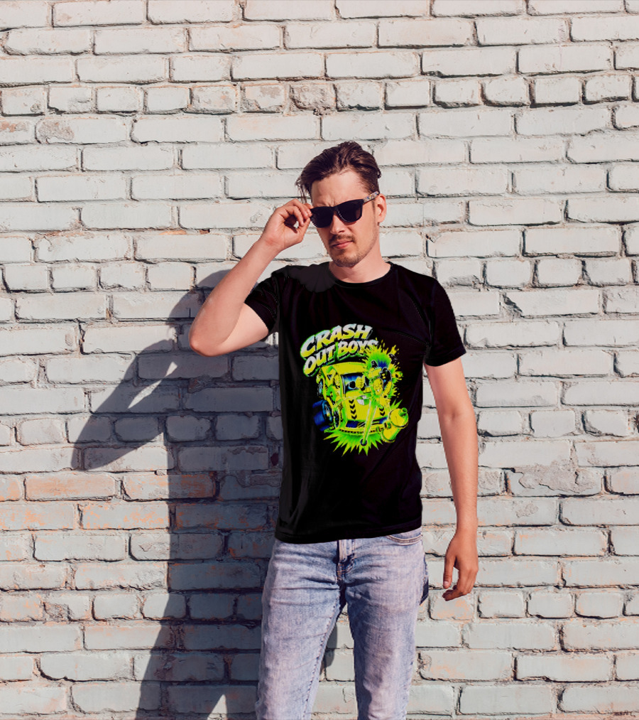 Crash Out Boys Neon Green Punk Streetwear Sludge T-Shirt