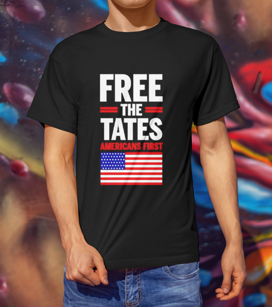 Free The Tates Americans First USA Flag T-Shirt