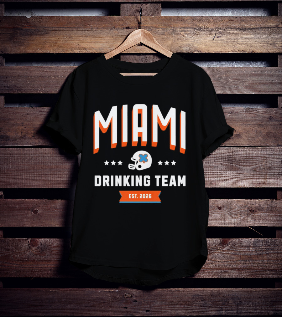 Miami Dolphins Drinking Team Est 2026 Football Helmet Stars T-Shirt